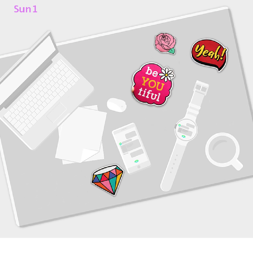 Set 60 Miếng Dán PVC Chống Nước Màu Hồng Vui Nhộn Cho Bé Gái Sun1 >