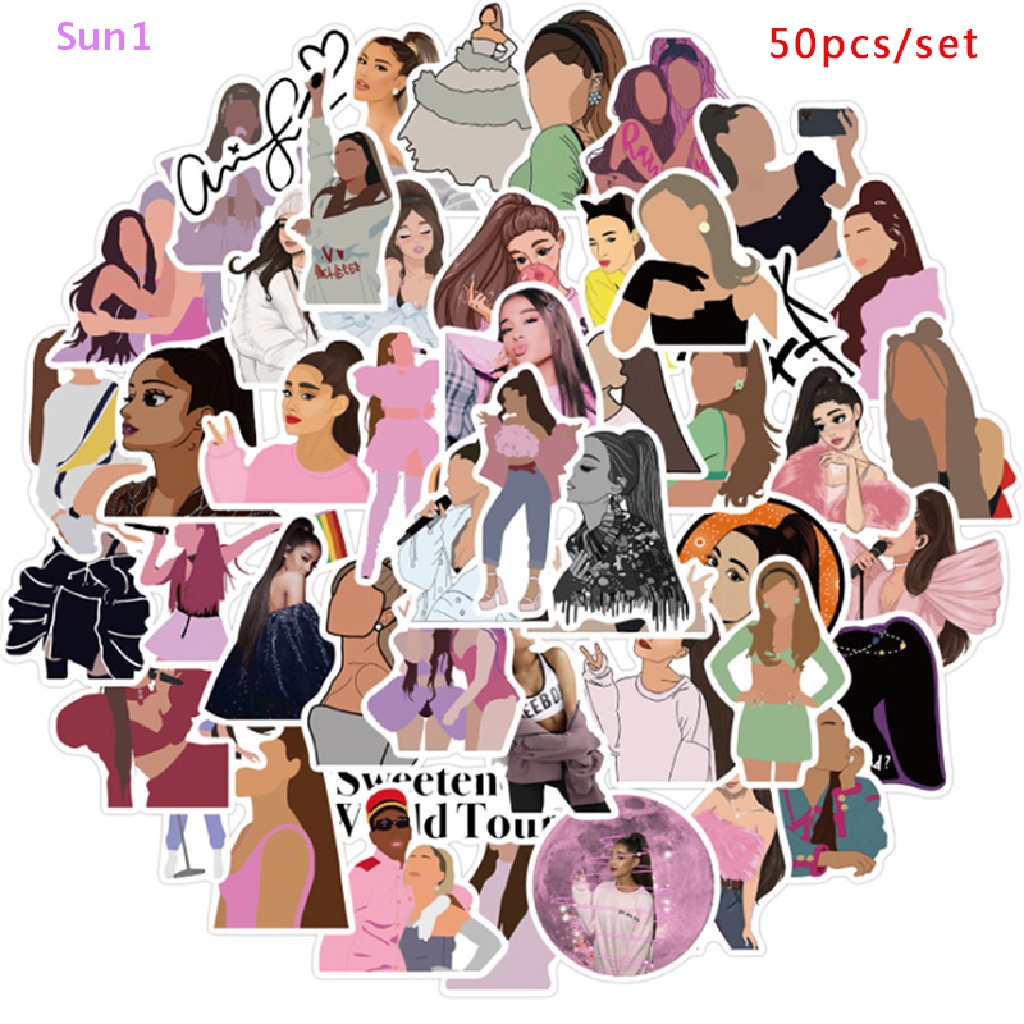 Bộ 50 Miếng Dán Chống Thấm Nước Sun1 &gt; Ariana Grande Graffiti ers Trang Trí Vali Guitar
