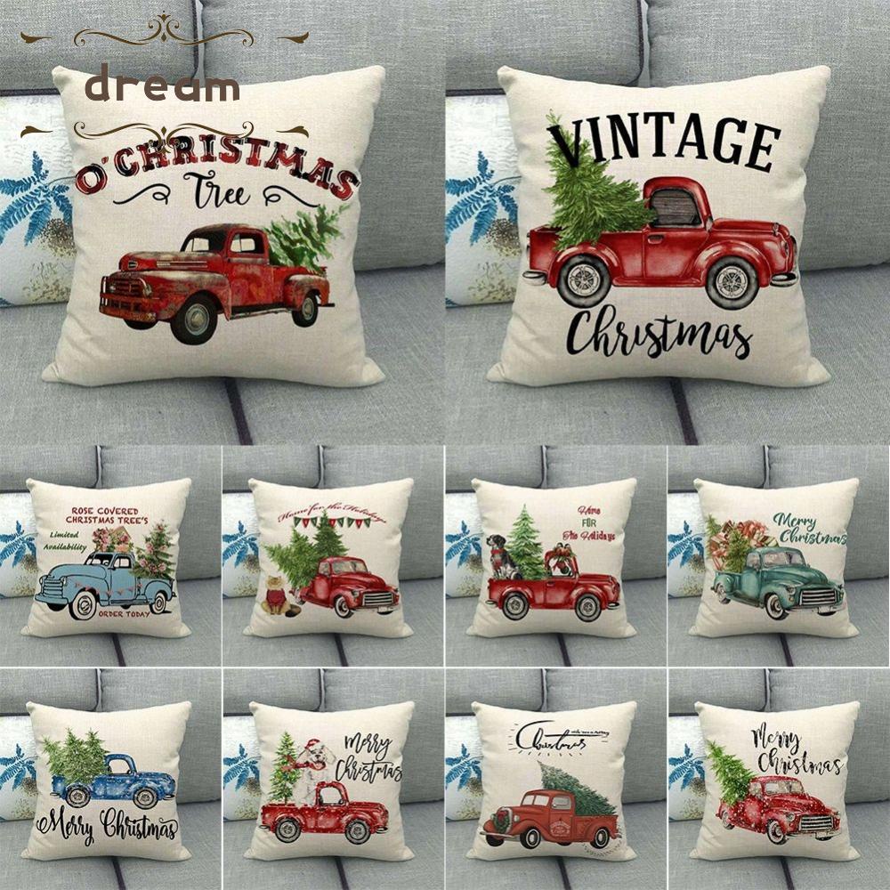 【DREAMLIFE】Pillowcase Christmas Linen Ornaments 45x45cm Chair Throw Christmas Decor