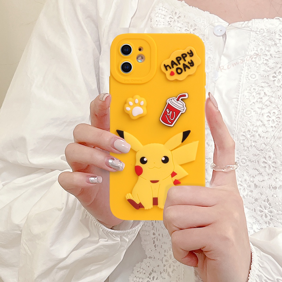 Hoạt Hình Ốp Điện Thoại Silicon Mềm Hình Pikachu 3D Cho iPhone 11 12 13 14 Pro MAX + Mini X XR XS MAX 6 S 7 8 + SE 2020 11Pro 12pro 13Pro