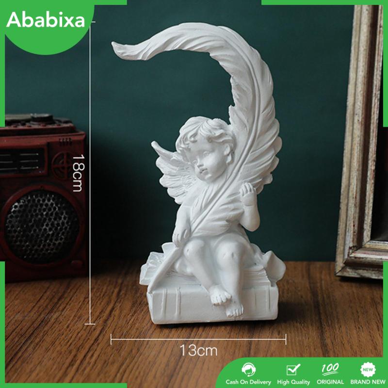 [Ababixa] Đồ trang trí Tượng Thần Cherub Điêu Khắc Góc Nghệ Thuật Có Lá Tưởng Niệm Để Bàn Trang Trí Nhà Cửa / Tiệc Cưới