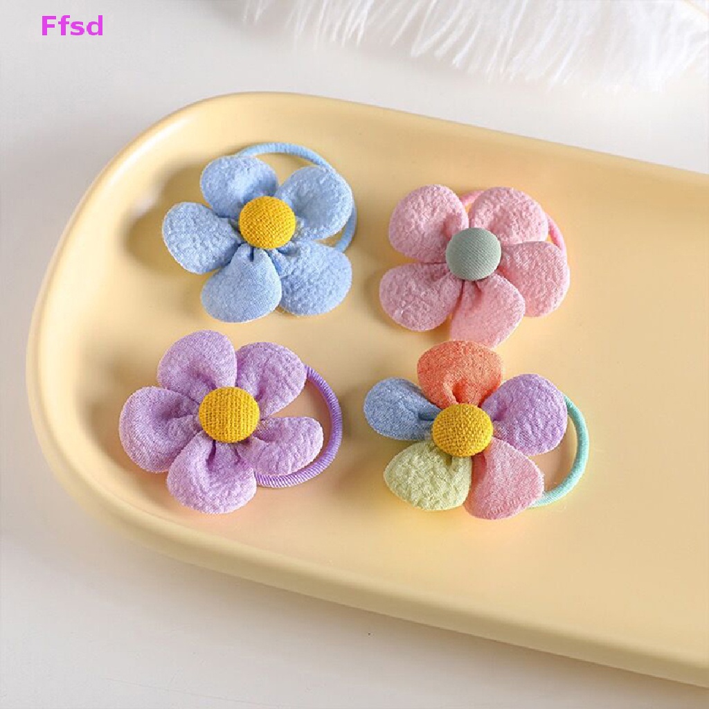 Dây Cột Tóc Co Giãn Họa Tiết Hoa Hoạt Hình Màu Kẹo Ngọt Cho Bé Gái