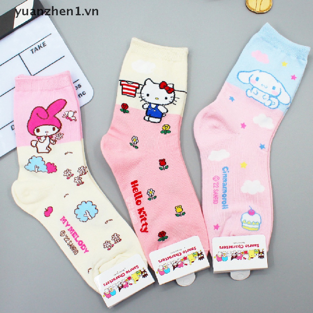 Vớ Cotton Họa Tiết Hoạt Hình Kuromi Melody Cinnamoroll Dễ Thương Phong Cách Harajuku