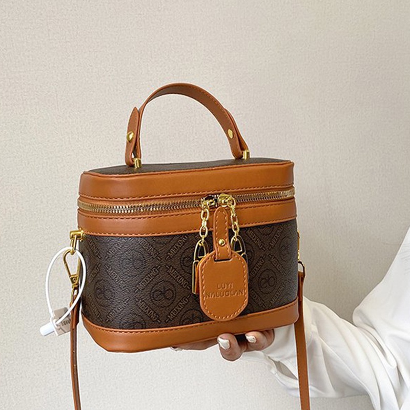 Ielgy Túi bucket Đeo Vai Cầm Tay Thiết Kế Thoải Mái In Họa Tiết vintage Phương Tây Cho Nữ