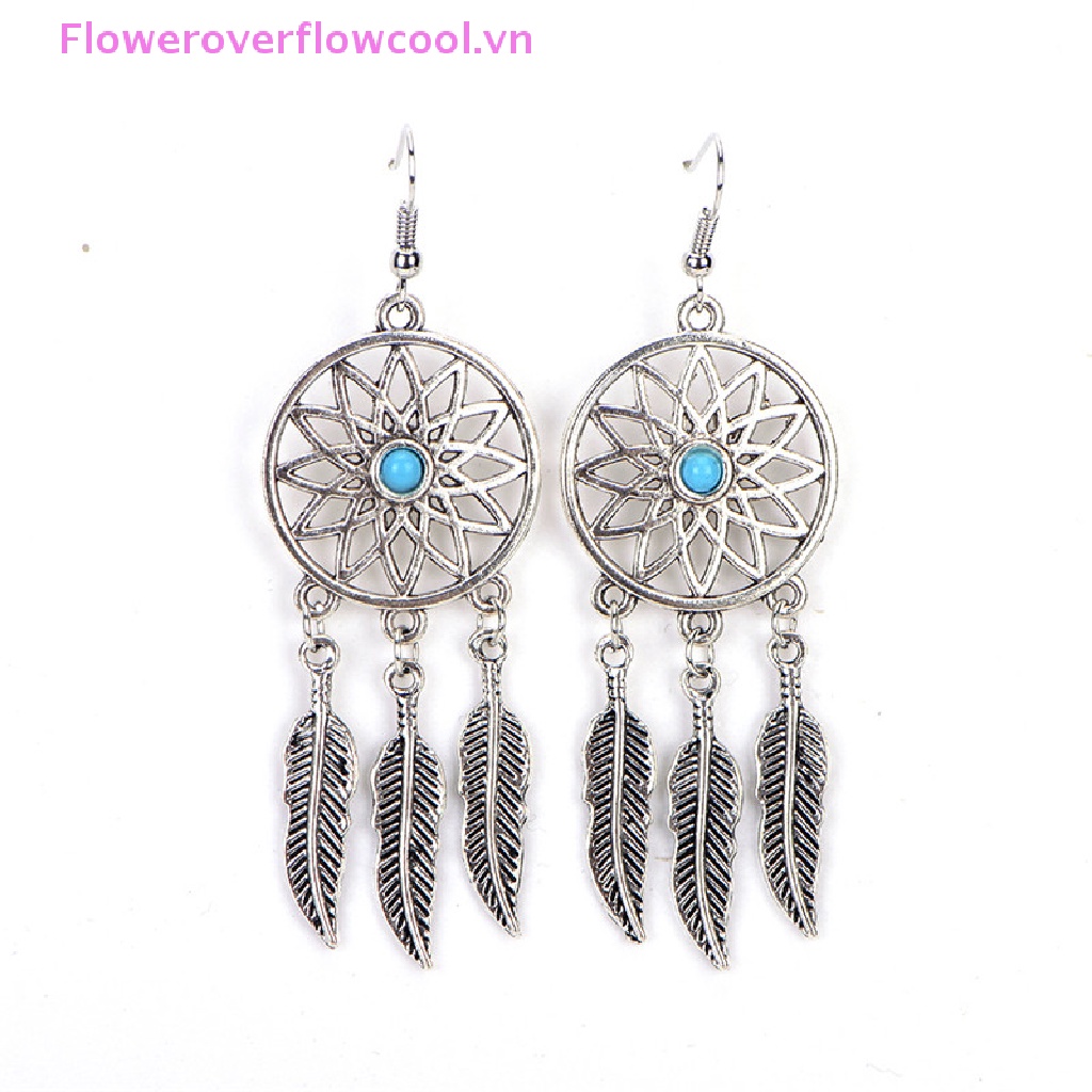 Bộ Vòng cổ + Bông Tai Hình Dreamcatcher + Lông Vũ Phong Cách Bohemian