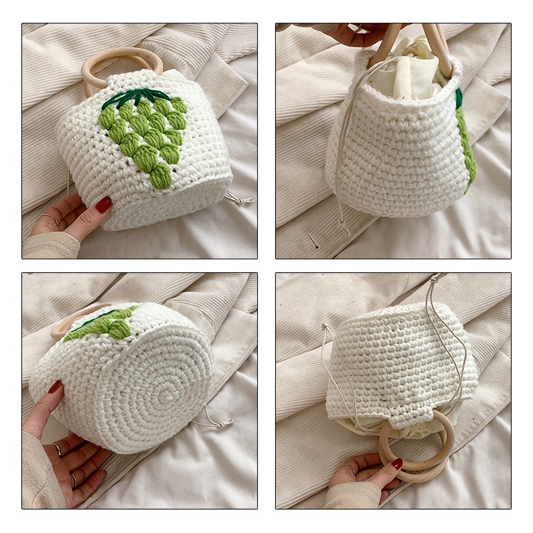 Túi Xách Đan Len Họa Tiết Hoa Tulip Mẫu Mới 2023 Thời Trang Mùa Hè Cho Nữ