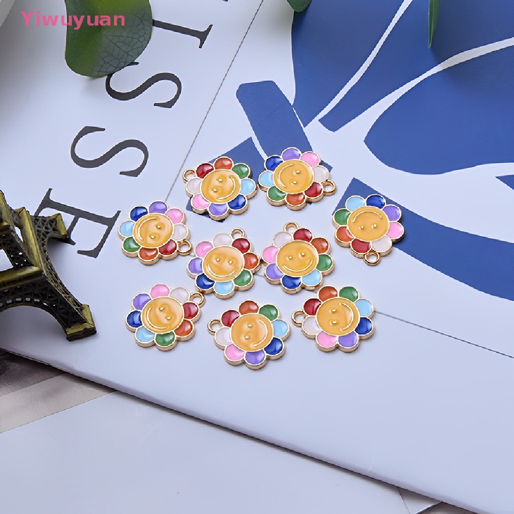 Bộ 10 Bông Hoa Mặt Trời Tráng Men Phụ Kiện Làm Trang Sức Diy Mới