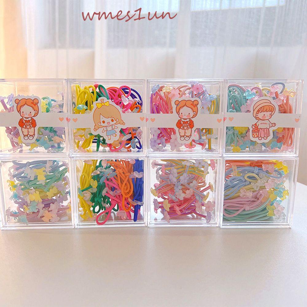 Hộp 20 Dây Cột Tóc Co Giãn Màu Sắc Ngọt Ngào WMES15H / Hộp Hình Trái Tim Xinh Xắn Cho Nữ