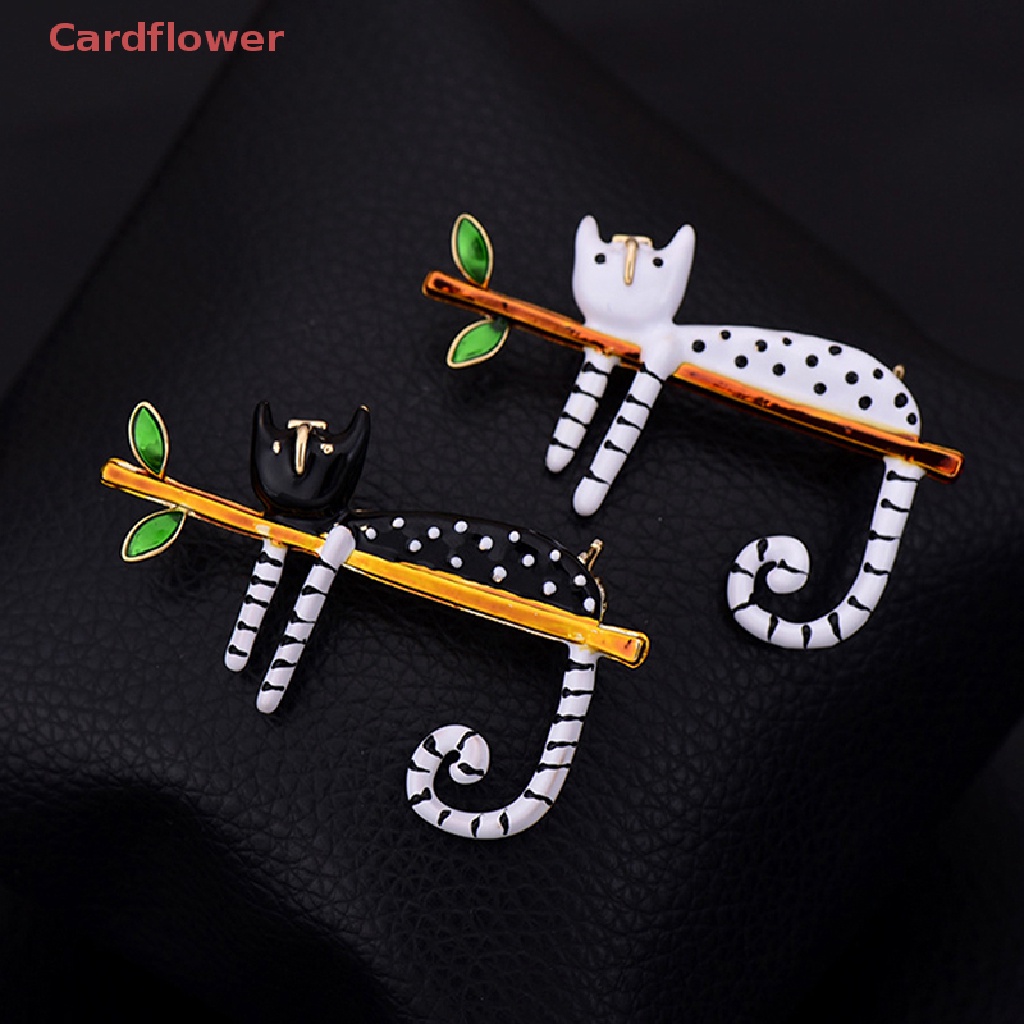 < Cardflower > Ghim Cài Áo Hình Chú Mèo Lười Trên Cây Tráng Men Phụ Kiện Thời Trang Dự Tiệc Mới Cho Nữ