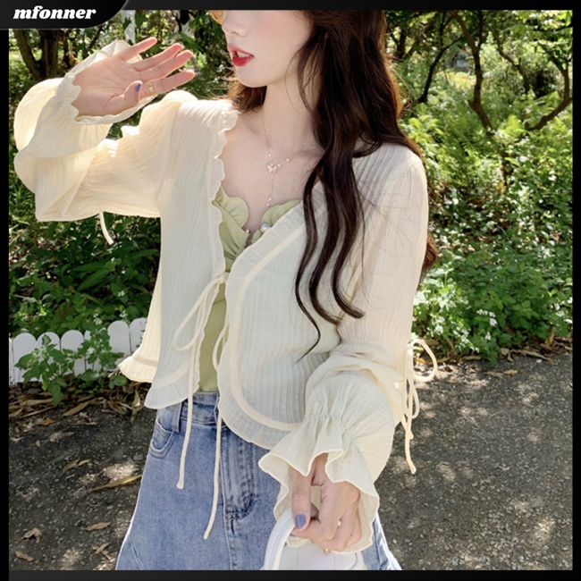 Áo Khoác Chống Nắng Mỏng Tay Dài Màu Sắc Đơn Giản Thoáng Khí Thời Trang Mùa Hè Cho Nữ