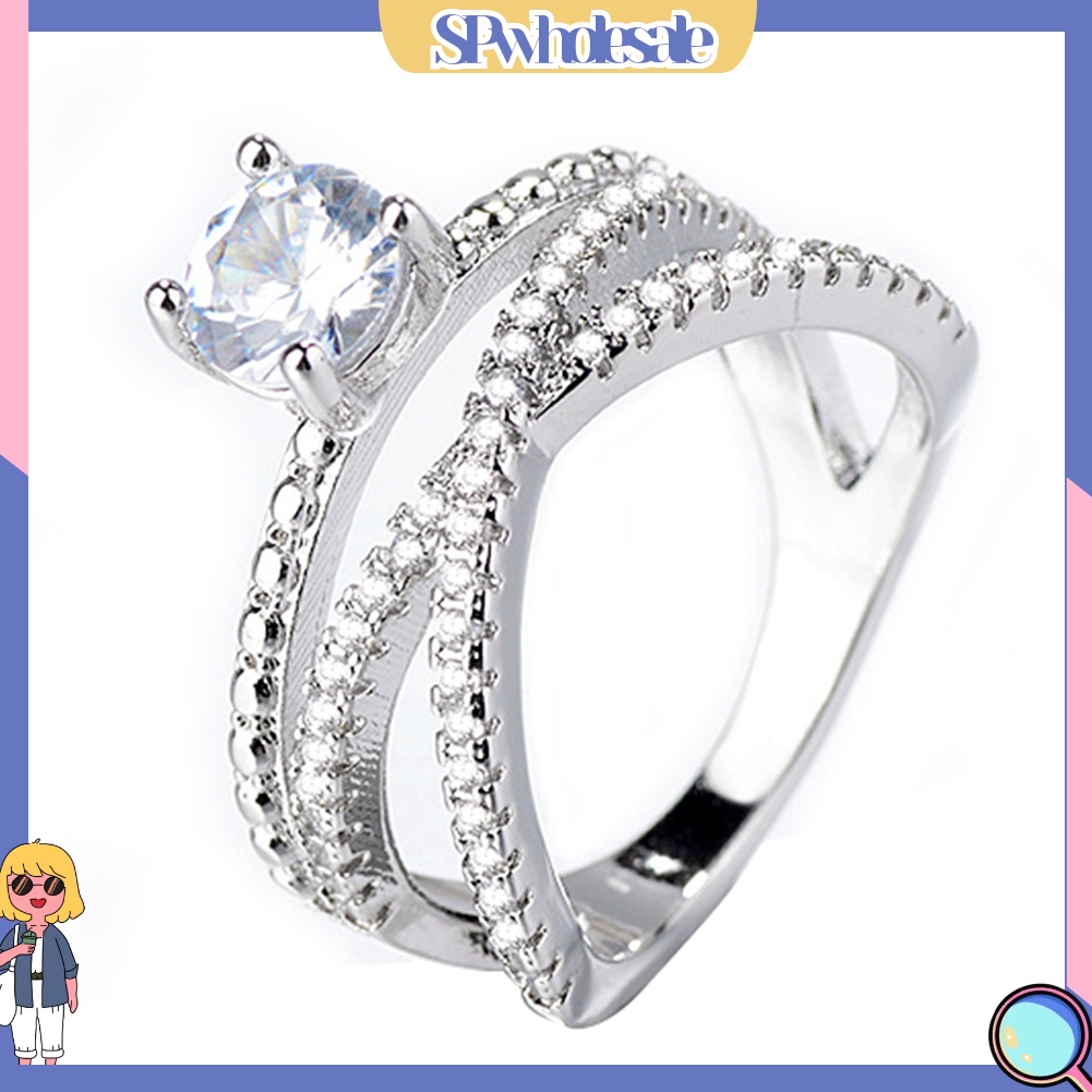 <SPwholesale> Nhẫn Cưới Đính Đá Quý Nhân Tạo > Glamour Cho Nữ