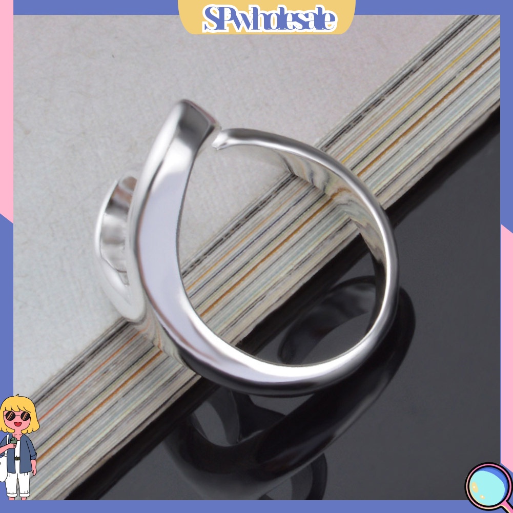 <SPwholesale> Nhẫn Hở Mạ Bạc Hình Trái Tim Thời Trang Cho Nữ