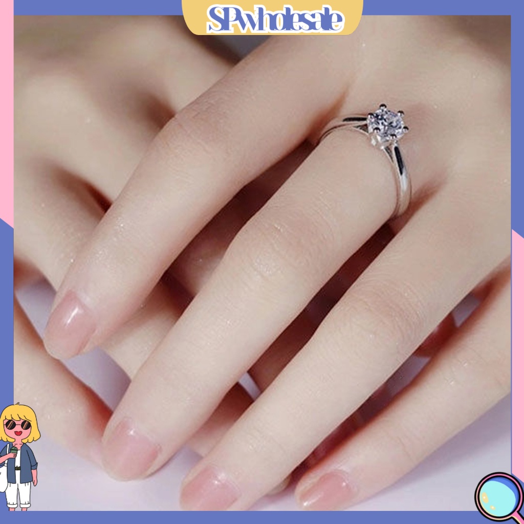 <SPwholesale> Nhẫn Đính Đá Sáng Bóng Cao Không Phai Màu Trang Trí Đám Cưới Cho Nữ