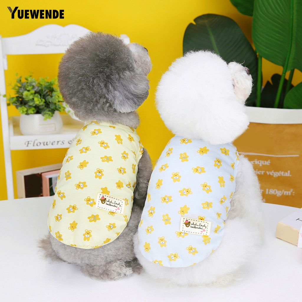 Yue.z Áo Sơ Mi Cotton Mềm Mại Họa Tiết Gấu Hoạt Hình Mặc Hàng Ngày Cho Cún Cưng