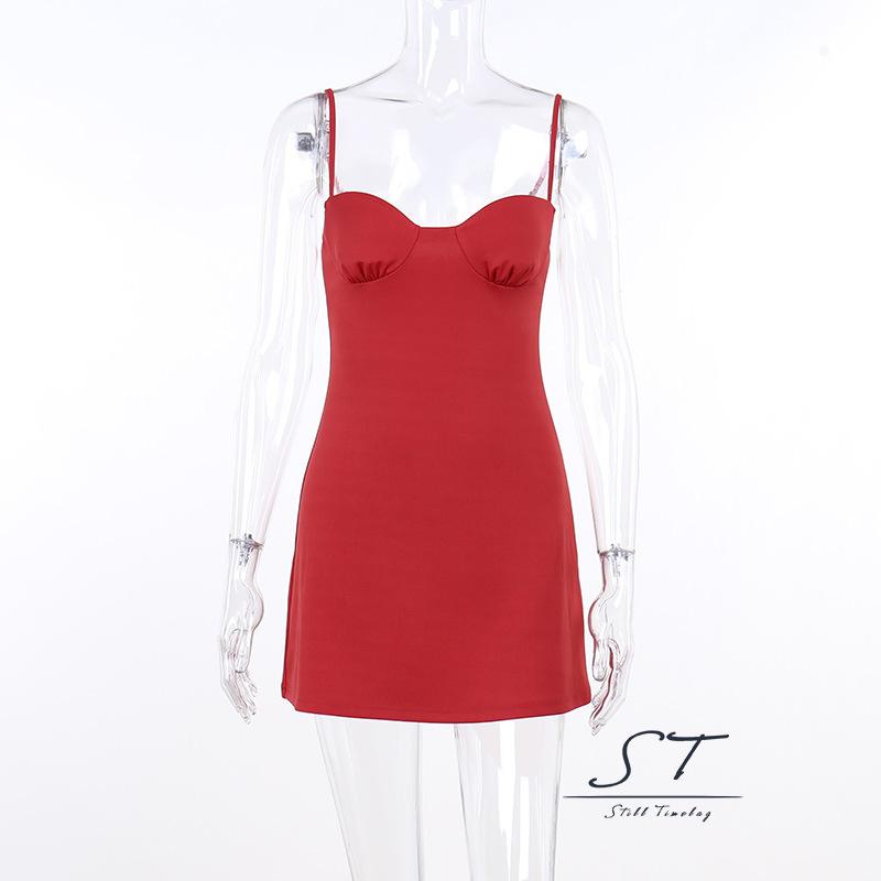 Đầm Hai Dây Dáng Ôm In Hoa Màu Trơn / Đơn Giản Thời Trang CY03