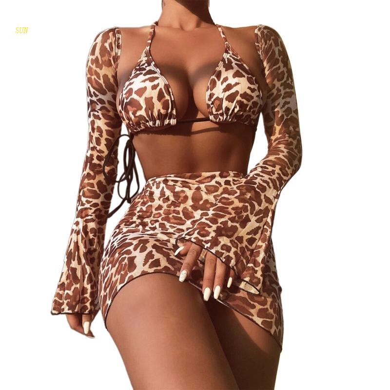 Bộ Đồ Bơi Bikini 4 Mảnh Có Đệm Nâng Ngực Quyến Rũ Cho Nữ