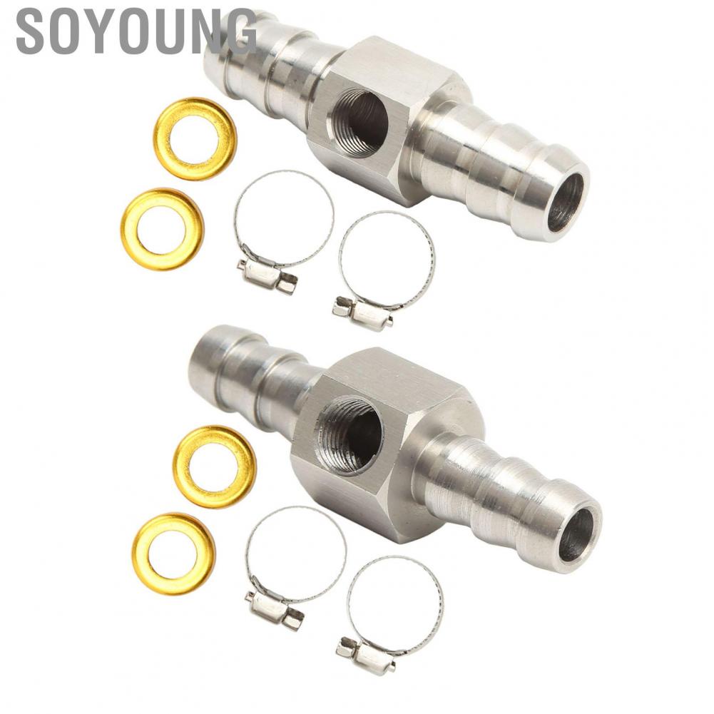 Soyoung Fuel Pressure Gauge Adapter  Easy Installation Line T Fitting 304 Stainless Steel 1/8‑27 NPT Port Leakage Proof for Gearboxes Coolant