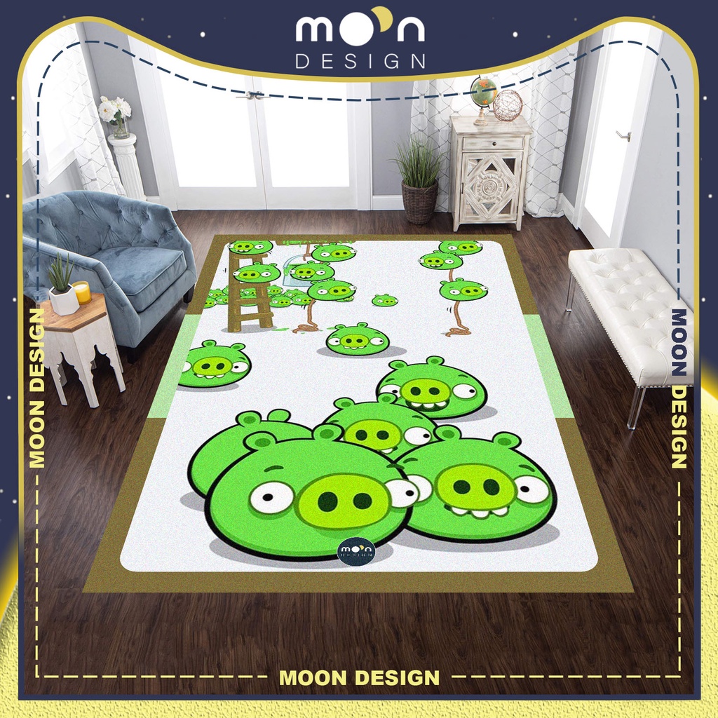 Thảm Trang Trí Moon Design Game Angry Bird Con Heo Decor Trải Sàn Phòng Ngủ Phòng Khách Văn Phòng