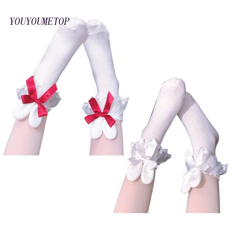 Đôi Vớ Phối Ren Đính Nơ Phong Cách Lolita Nhật Bản
