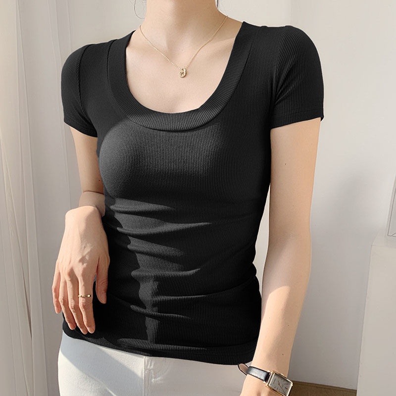 Áo Kiểu Cổ Chữ U Chất Liệu Lụa Lạnh Thời Trang Mùa Hè Cho Nữ