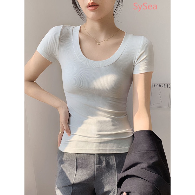 Áo Kiểu Cổ Chữ U Chất Liệu Lụa Lạnh Thời Trang Mùa Hè Cho Nữ