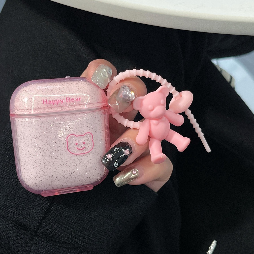 Vỏ Bảo Vệ Hộp Sạc Tai Nghe Airpods 1 2 GEN 3 Pro2 2022 Bằng TPU Mềm Trong Suốt Hình Gấu Hoạt Hình Chống Thất Lạc