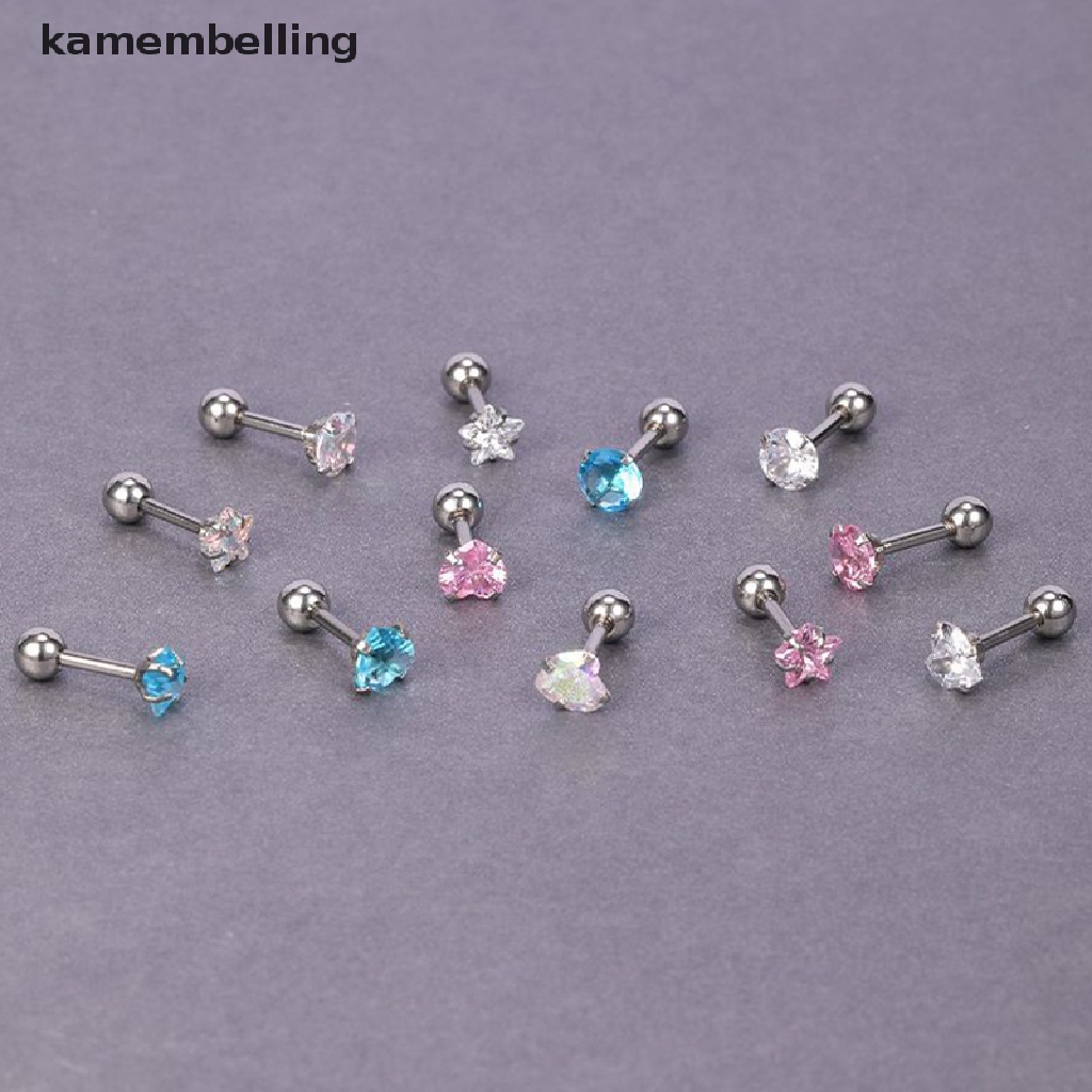 1 Đôi Khuyên Tai Đính Đá Zircon Đơn Giản Bằng Thép Không Gỉ Thời Trang