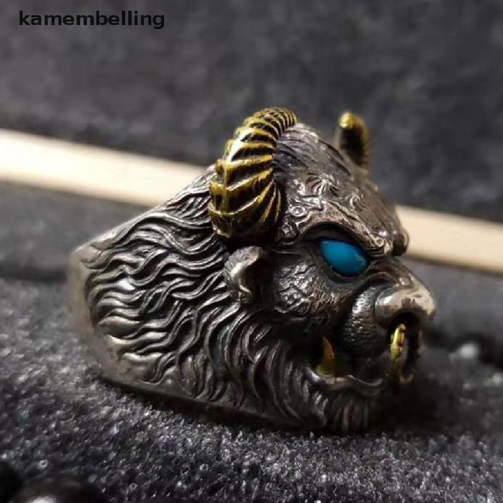 Kamembelling Nhẫn Hở Hình Đầu Bò Cổ Điển Cá Tính Hợp Thời Trang Có Thể Điều Chỉnh Kích Thước Phong Cách Punk Goth Quà Tặng Trang Sức Punk Cho Nam EN