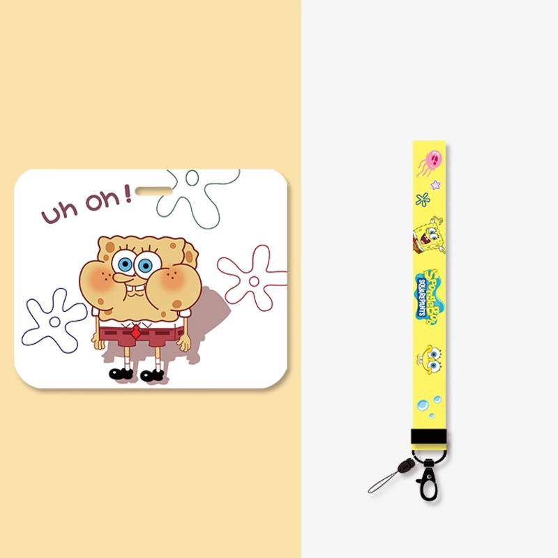 Vỏ Bọc Thẻ Sinh Viên Hình Spongebob Bản Ngang Kèm Dây Đeo Cho Cặp Đôi