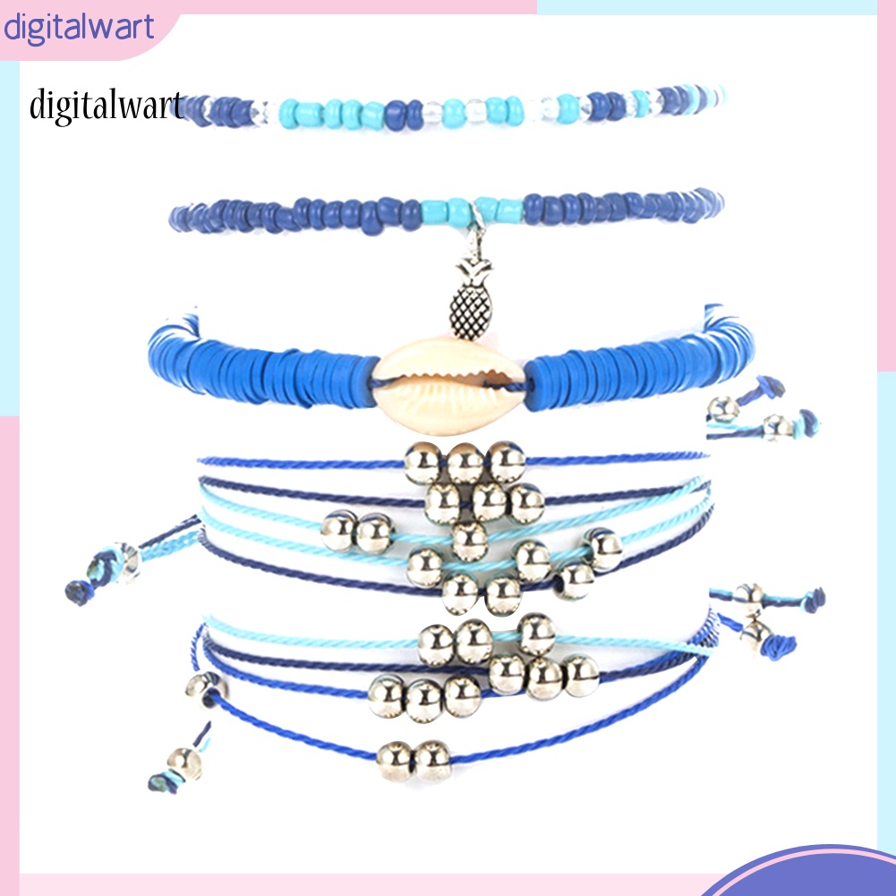 Kỹ Thuật Số| Set 5 Vòng Tay Vỏ Sò Phong Cách Boho Cho Nữ