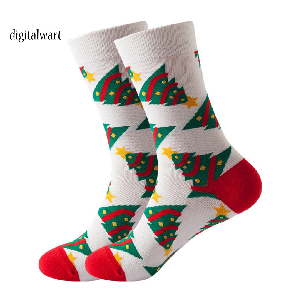 Kỹ Thuật Số| 1 Đôi Tất Bắp Chân Bằng Cotton Mềm Co Giãn Thoáng Khí Chống Trượt In Họa Tiết Giáng Sinh