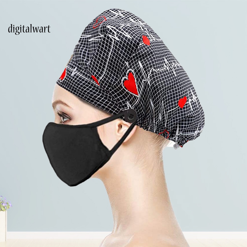 Kỹ Thuật Số| Mũ Trùm Đầu Thấm Hút Mồ Hôi Có Nút Điều Chỉnh Được In Họa Tiết ECG Cho Beautician