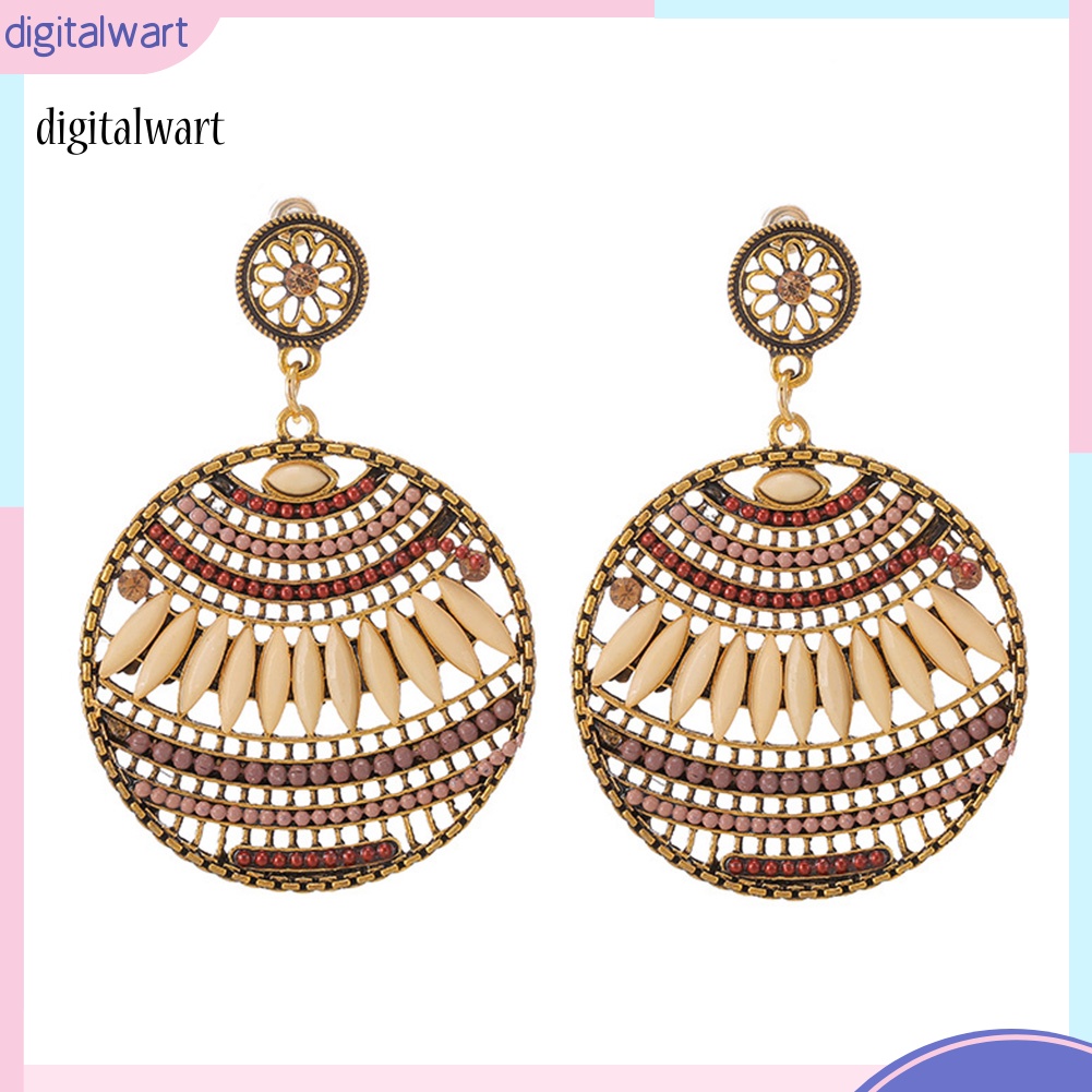 Kỹ Thuật Số| Bông Tai HợP Kim DạNg TròN ĐíNh HạT Phong CáCh Bohemia