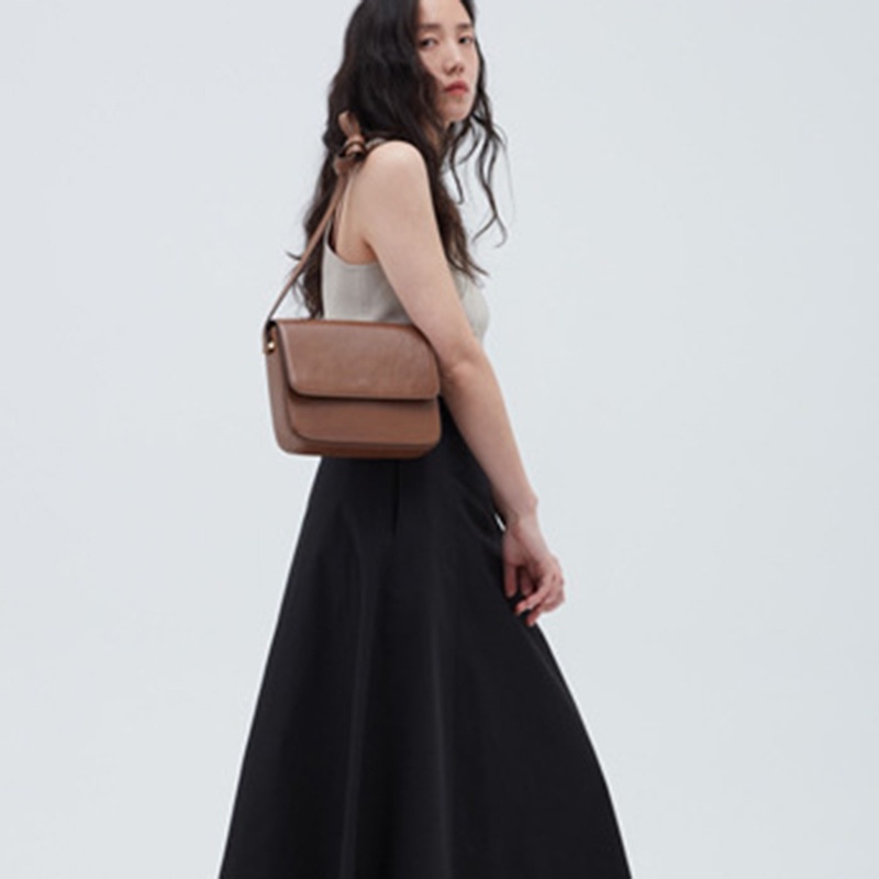 Ielgy Túi Đeo Vai Hình Vuông Có Dây Kéo Phong Cách retro niche Dễ Phối Đồ Chất Lượng Cao Cho Nữ