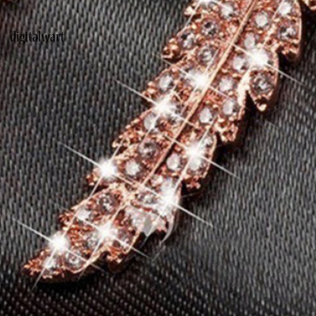 Kỹ Thuật Số| 1 Đôi Bông Tai Hình Chiếc Lá Đính Đá Zircon Lấp Lánh Dành Cho Nữ