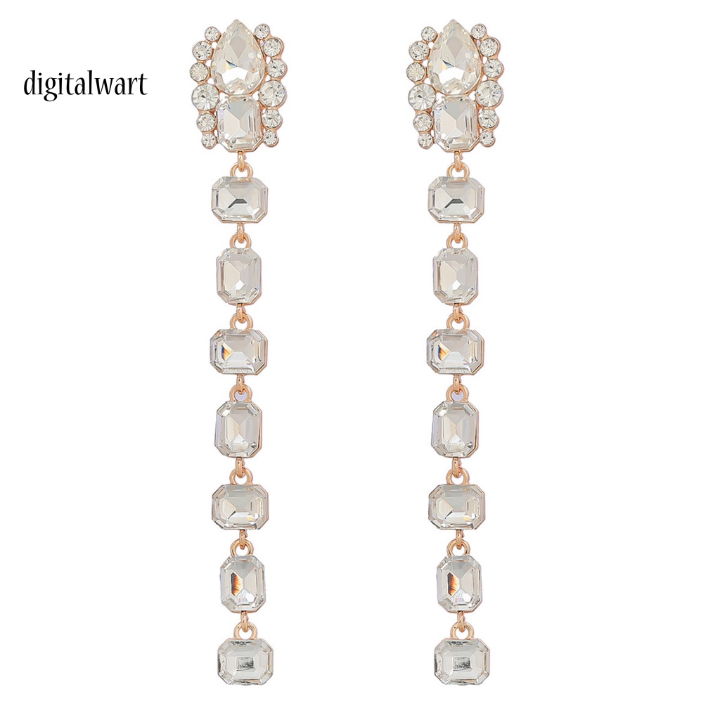 Kỹ Thuật Số| 1 Đôi Bông Tai Dáng Dài Đính Đá Nhiều Màu Sắc Hình Vuông Dùng Hàng Ngày