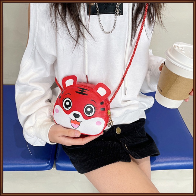Túi Da Pu Đeo Chéo Mini Họa Tiết Hoạt Hình Động Vật Đáng Yêu Cho Bé