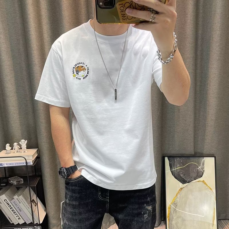 Áo Thun Cotton Trơn Tay Ngắn In Chữ Phong Cách Hip Hop Đường Phố Thời Trang Mùa Hè Cho Nam Giới Size S-5XL