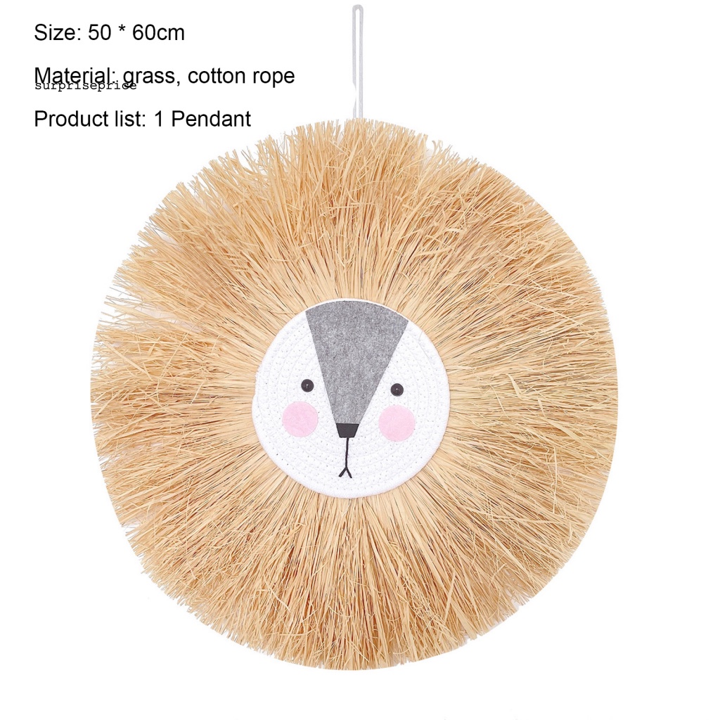 Phụ Kiện Treo Trang Trí Kiểu Đầu Gấu Trúc Hoạt Hình Bằng Rơm Dệt Tay