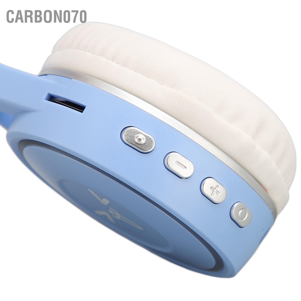 Carbon070 Tai nghe Bluetooth trẻ em hoạt hình đôi mắt to dễ thương cho có micrô đèn LED