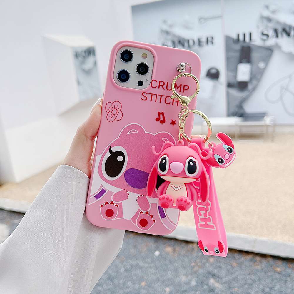Ốp Điện Thoại Hình Stitch Có Móc Khóa Cho iPhone 7 8 Plus SE 2020 X XS Max XR 11 12 13 14 Pro Max