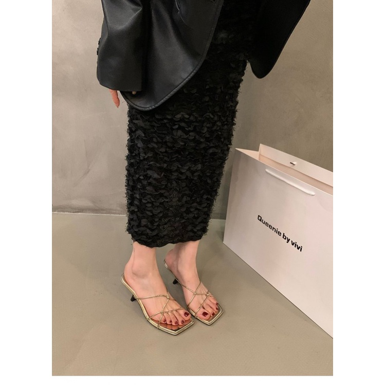 Giày Cao Gót 7CM Da PU Bóng Mũi Vuông Phong Cách Roman Cao Cấp