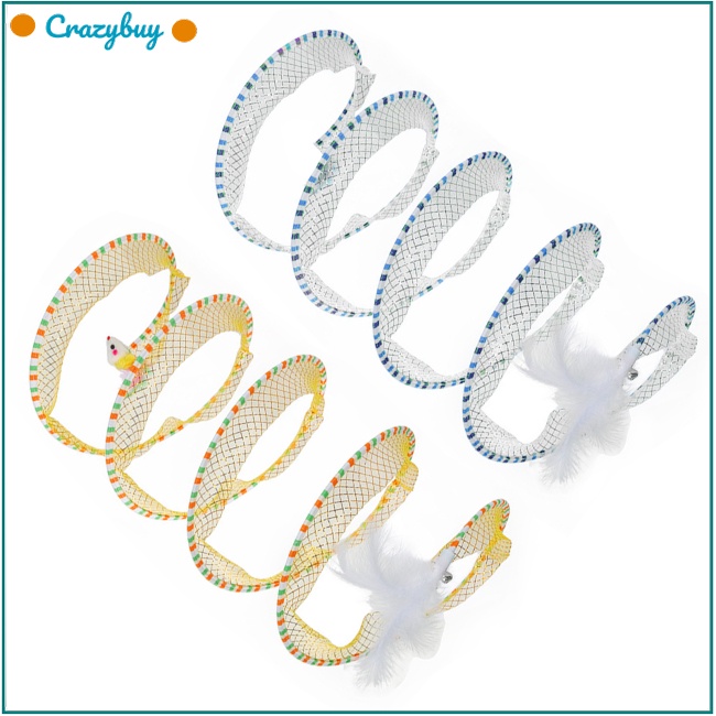 Cr Set 2 Đồ Chơi Đường Hầm Hình Chữ S Gấp Gọn Phối Lông Vũ Dành Cho Mèo Cưng