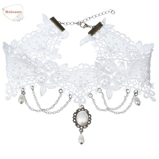 Vòng Cổ Choker Ren Hoa Trắng Thời Trang Cho Cô Dâu