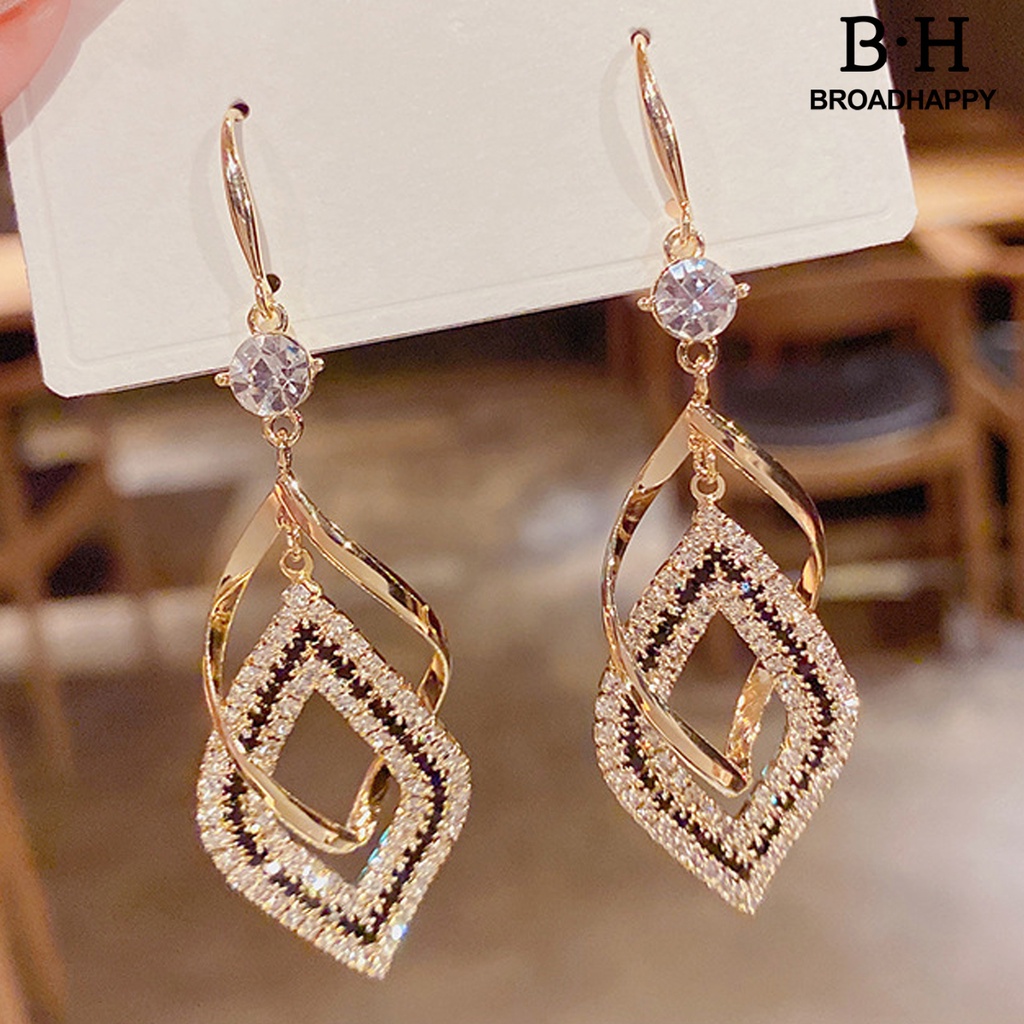 1 Đôi Bông Tai bh.g Đính Đá Thời Trang Vintage Dành Cho Nữ