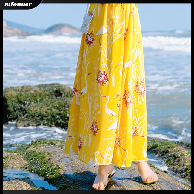 Đầm Dài Không Tay Eo Co Giãn In Hoa Thời Trang Mùa Hè Dành Cho Nữ