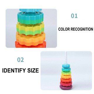 Rainbow Tower Stack đồ chơi Spin Spin Tower Builds Stack Ring cho trẻ em