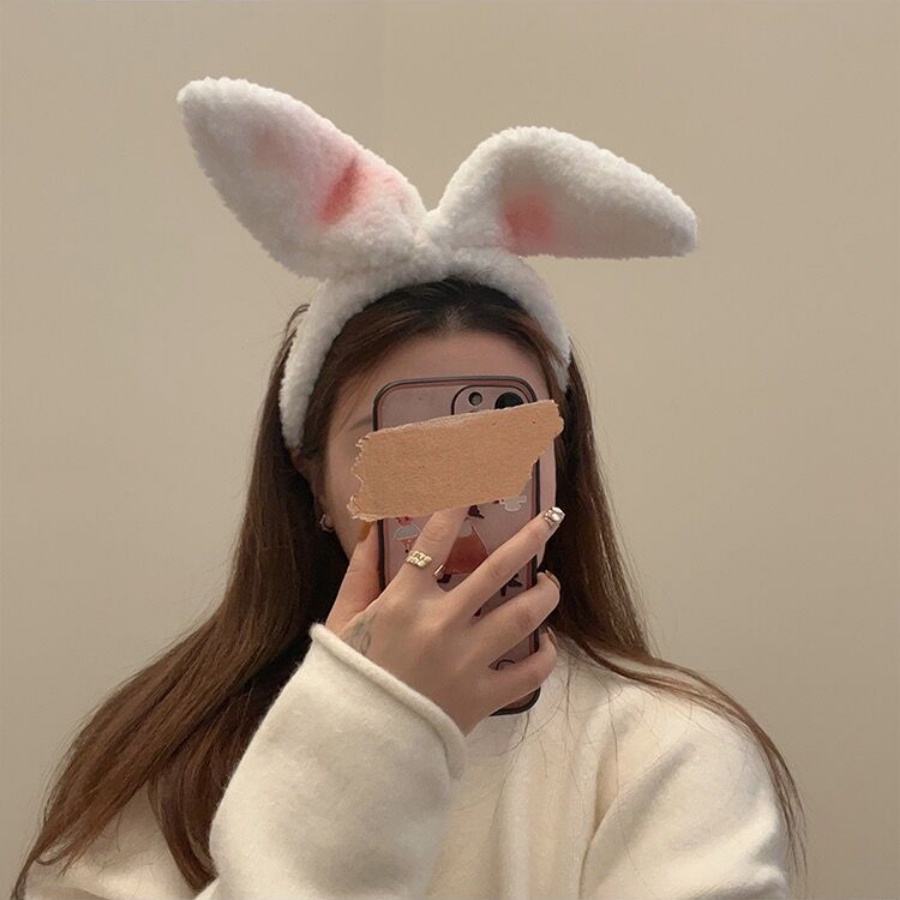 Băng Đô Cài Tóc Co Giãn Hình Thỏ Hoạt Hình Dễ Thương Cho Bé Gái