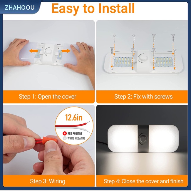 ☃Nhà Cửa☃ Bộ 2 Đèn Led Rv 12-24v 3 Màu Sắc Gắn Trần Nhà Trang Trí Nội Thất