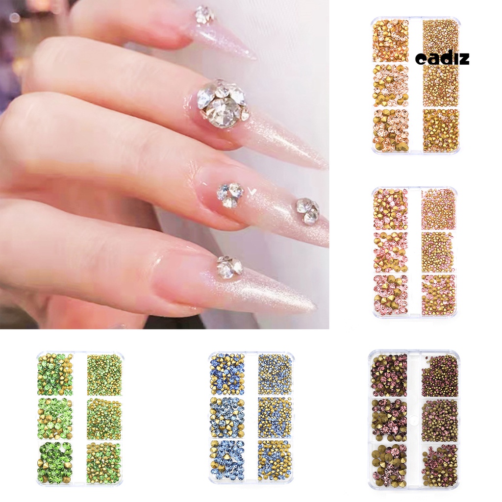 1 Hộp Đá 6 Ngăn Đựng Phụ Kiện Trang Trí Móng Tay Chống Nước Chống Oxy Hóa